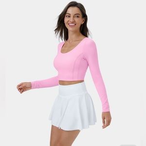 NWT Halara Long Sleeve Cropped Yoga Sports Top Pink